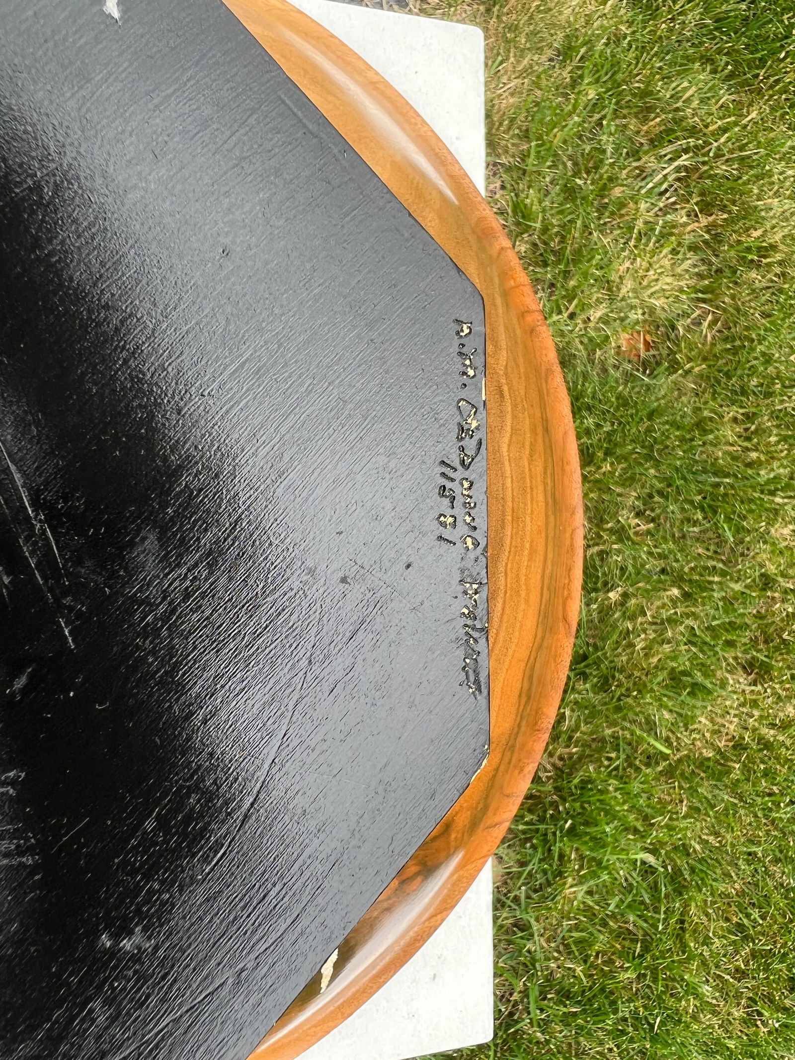 Large Modernist Artisan Made Inlaid Walnut Centerpiece Bowl on Stand - Signed - 10