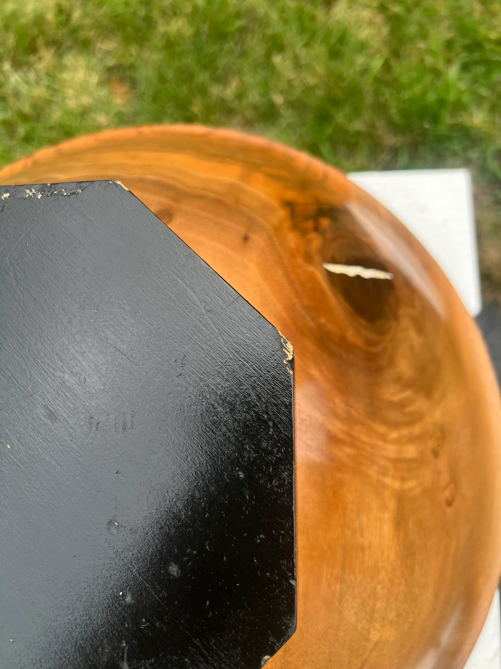 Large Modernist Artisan Made Inlaid Walnut Centerpiece Bowl on Stand - Signed - 9