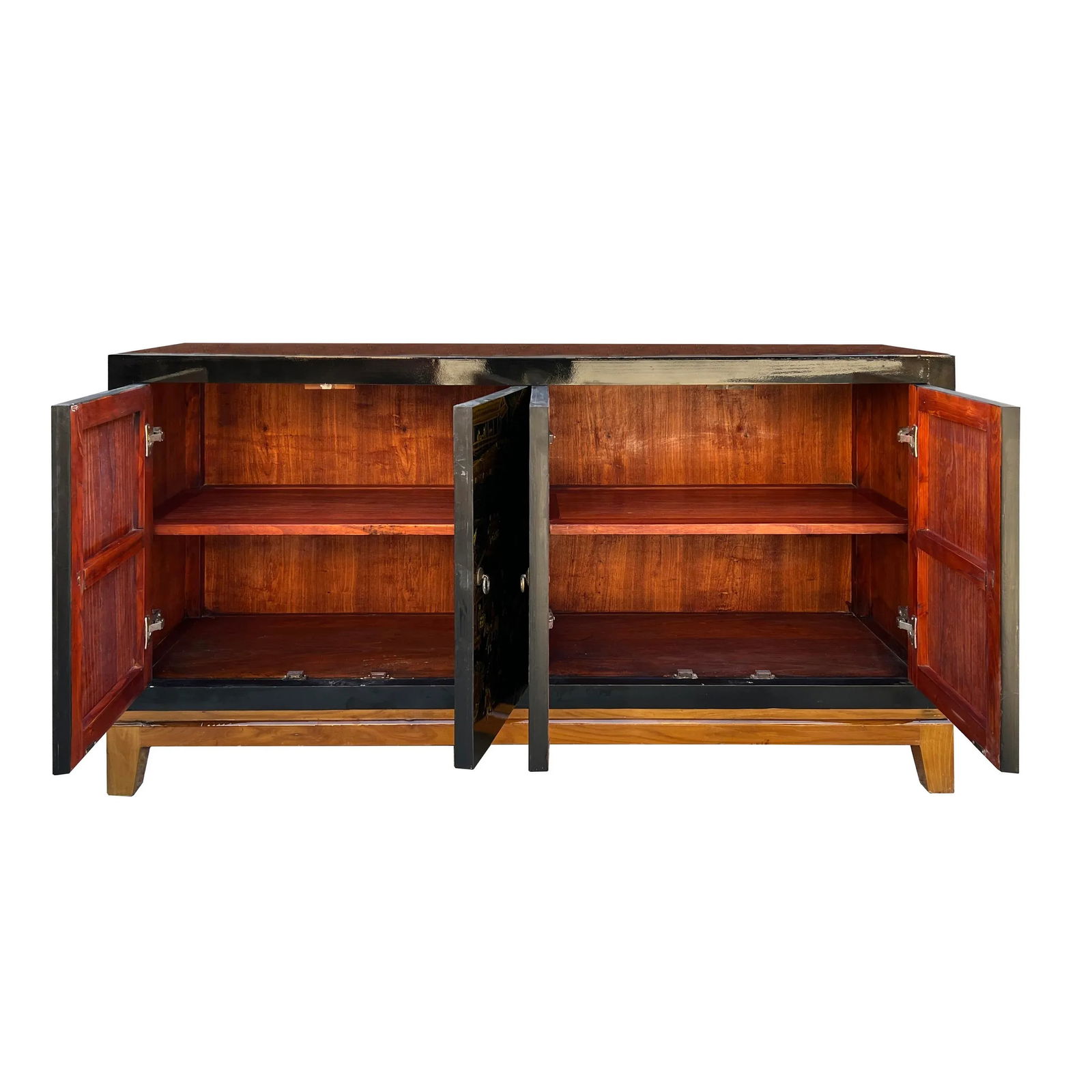 Black Golden Scenery Graphic Sideboard Buffet Console Table Cabinet - 7