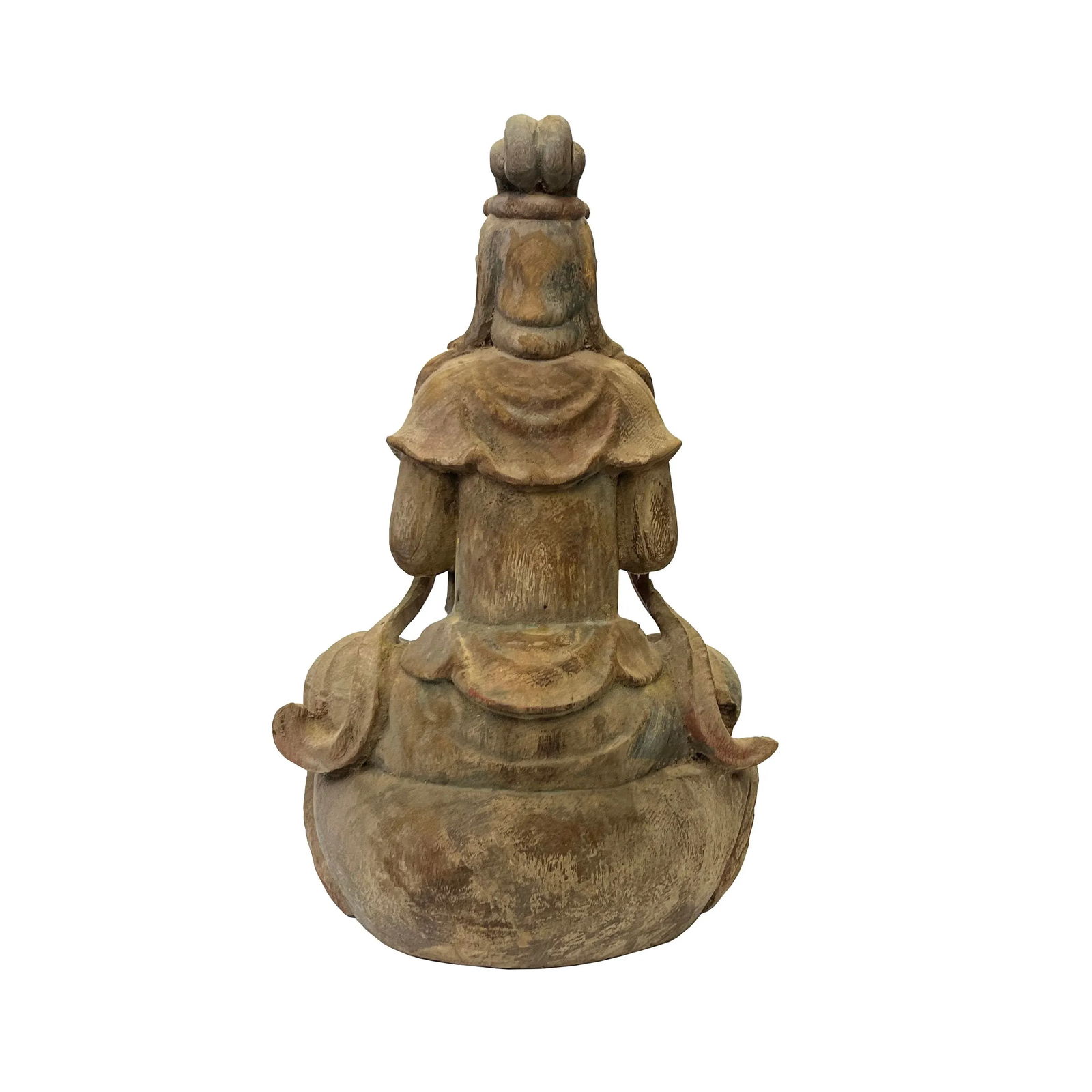 Rustic Wood Sitting Bodhisattva Kwan Yin Tara Buddha Statue Ws3066 - 4