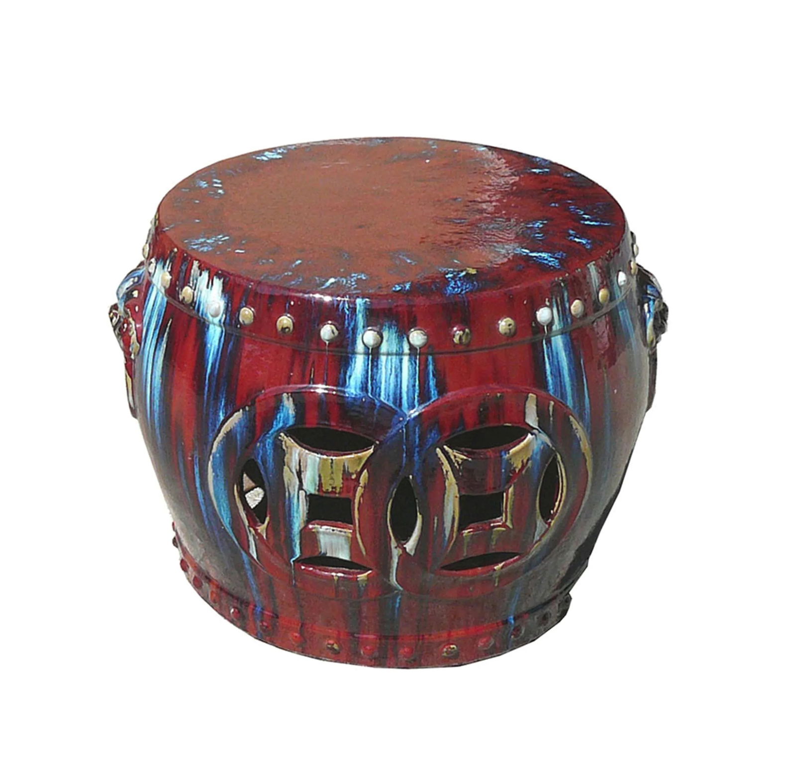 Out Door & in Door Chinese Red Clay Round Garden Tea Set - 5 Pieces - 5