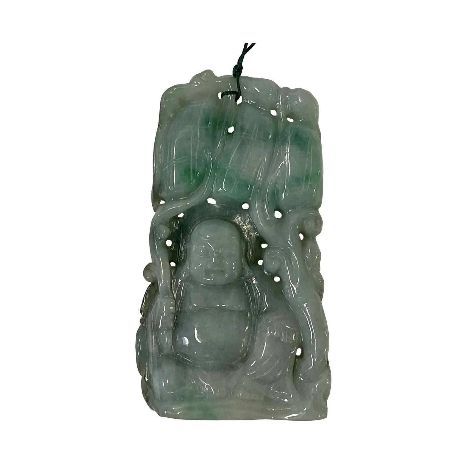 Chinese Jade Carved Happy Buddha Ornament Display - 8