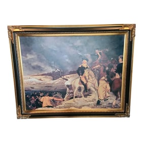 Passage of the Delaware by Thomas Sully Print With Painting on Canvas Framed