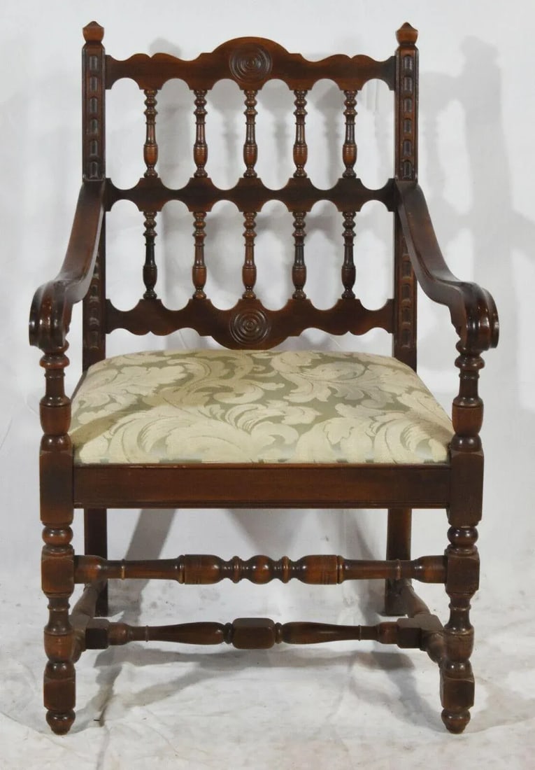 Kittinger Mahogany William and Mary Arm Chair Pilgrim Style Early American - 13