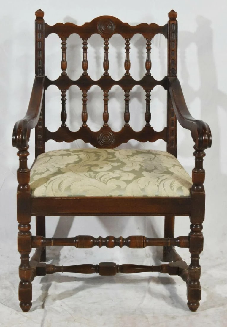 Kittinger Mahogany William and Mary Arm Chair Pilgrim Style Early American - 5