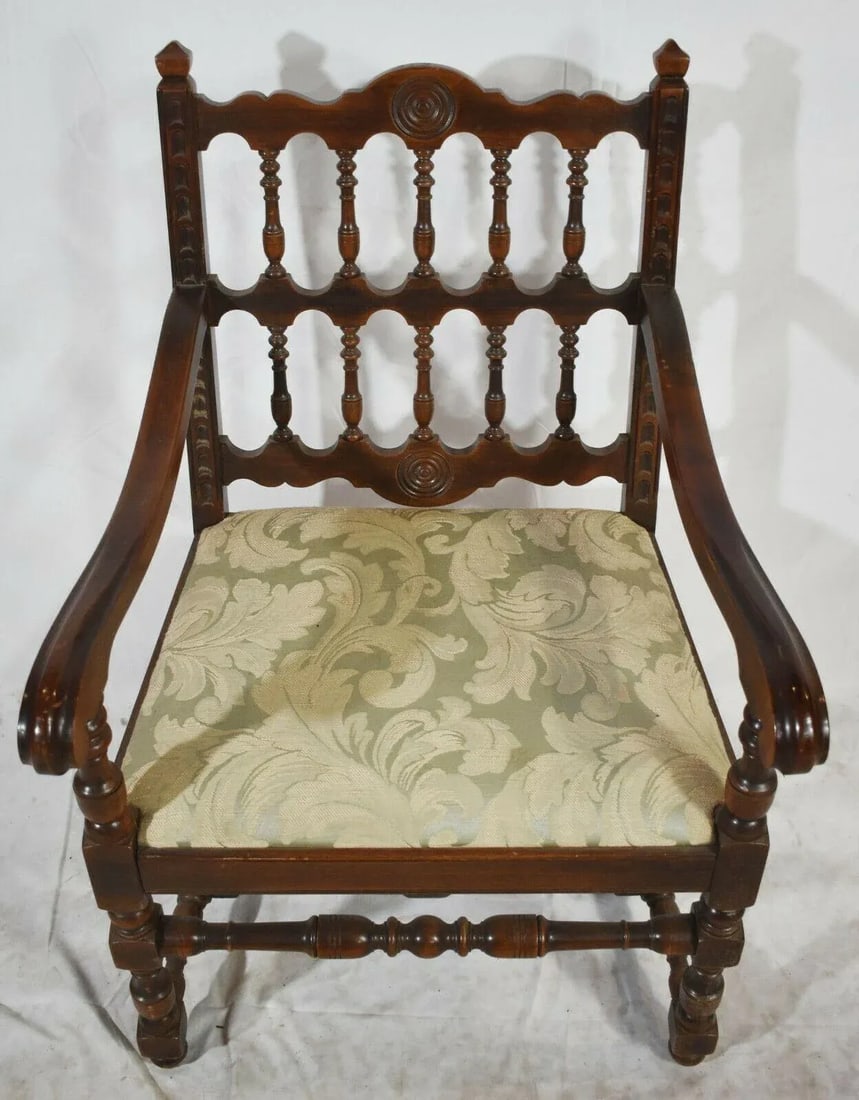 Kittinger Mahogany William and Mary Arm Chair Pilgrim Style Early American - 7