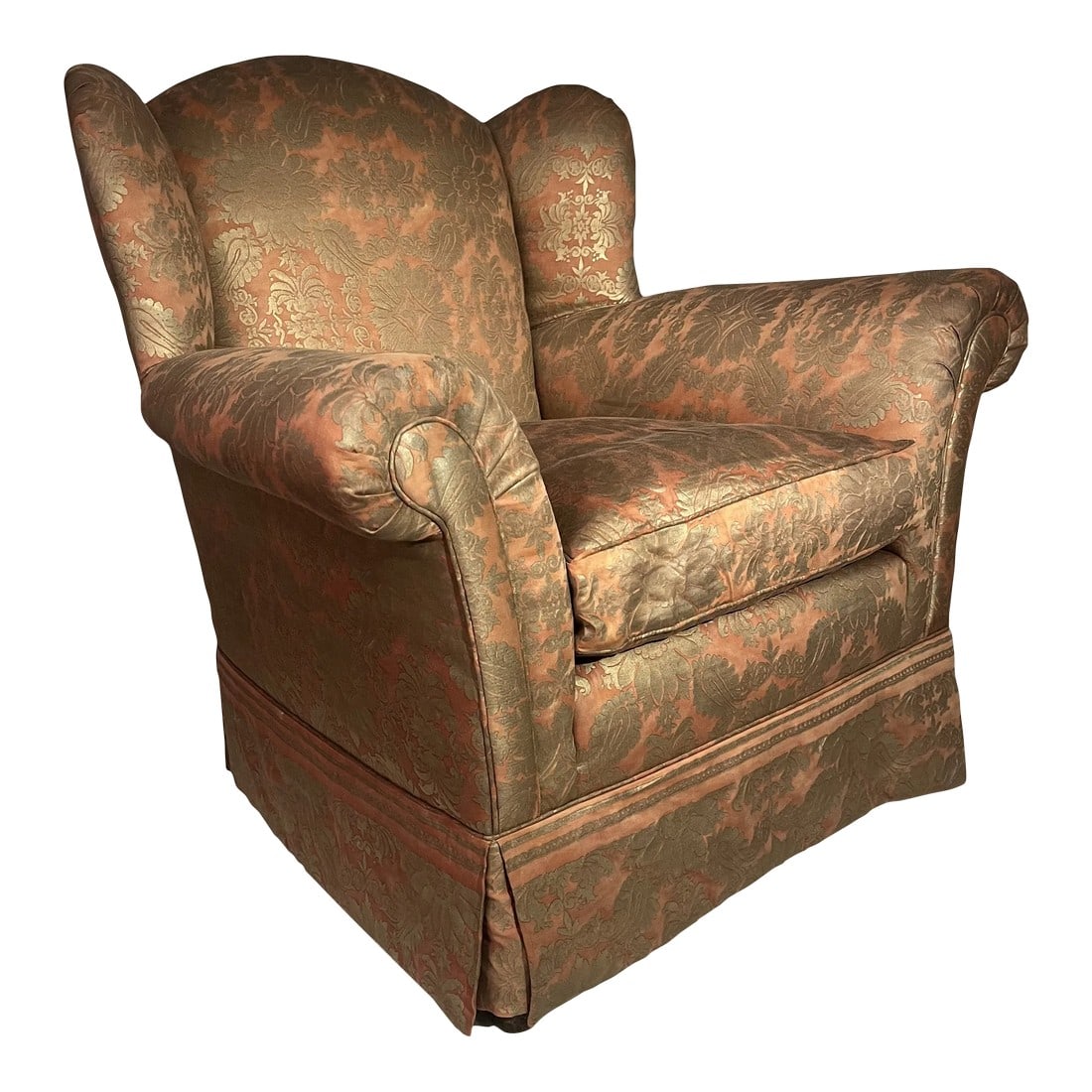 Wingback Plush Club Chair George Smith Style Upholstered in Fortuny Impero Fabric From Italy (1 of 13)