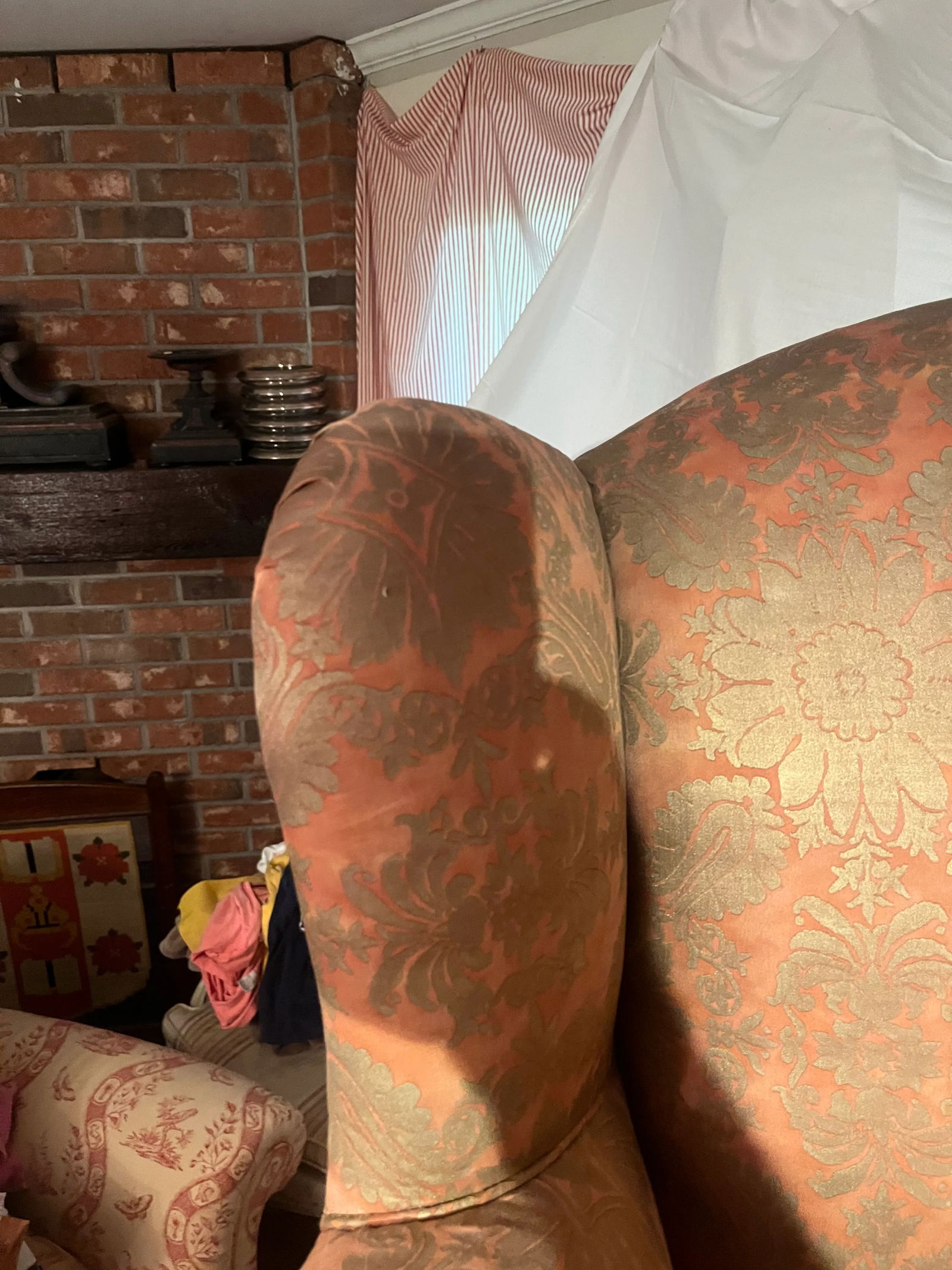 Wingback Plush Club Chair George Smith Style Upholstered in Fortuny Impero Fabric From Italy - 2