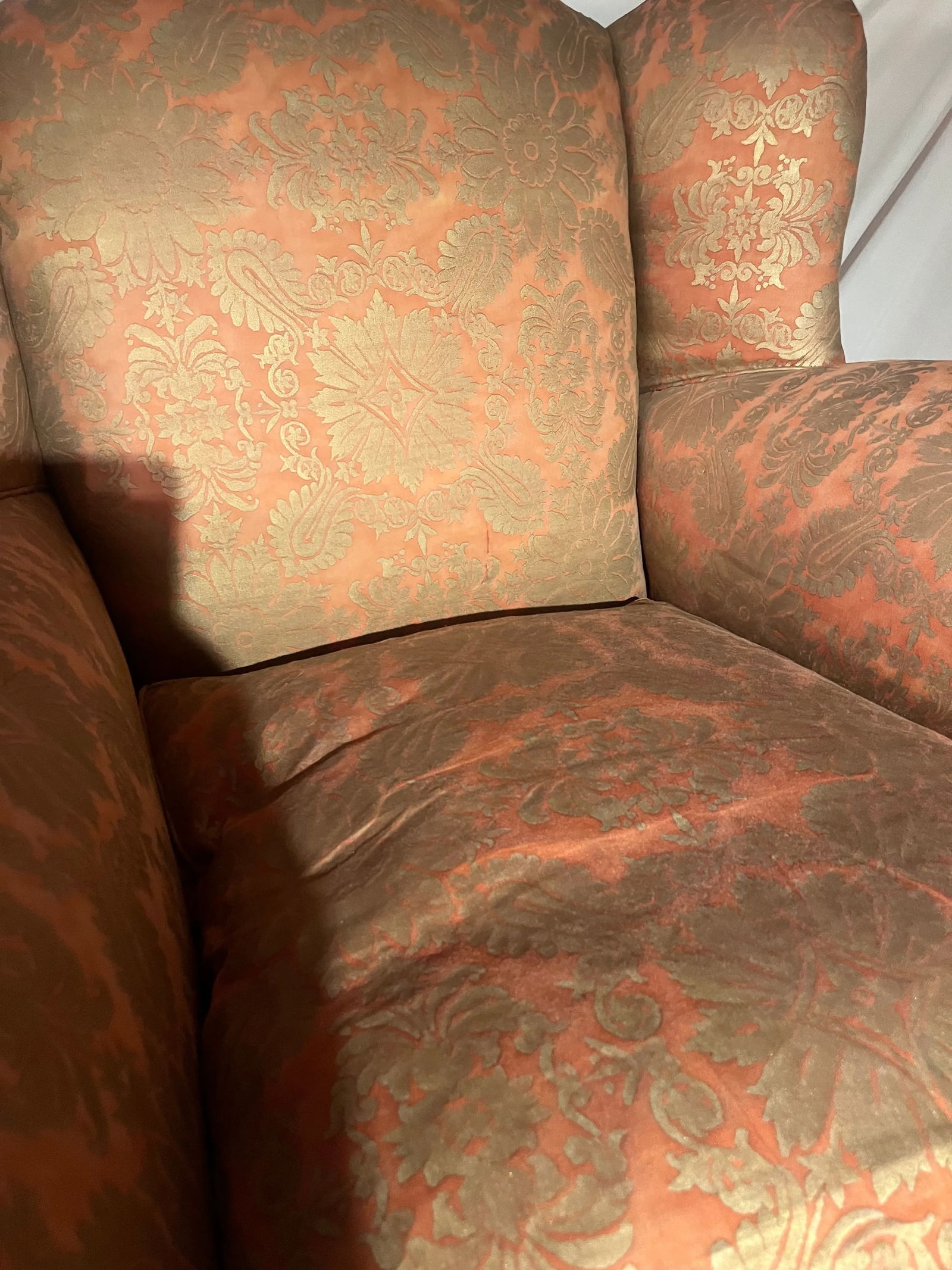 Wingback Plush Club Chair George Smith Style Upholstered in Fortuny Impero Fabric From Italy - 6