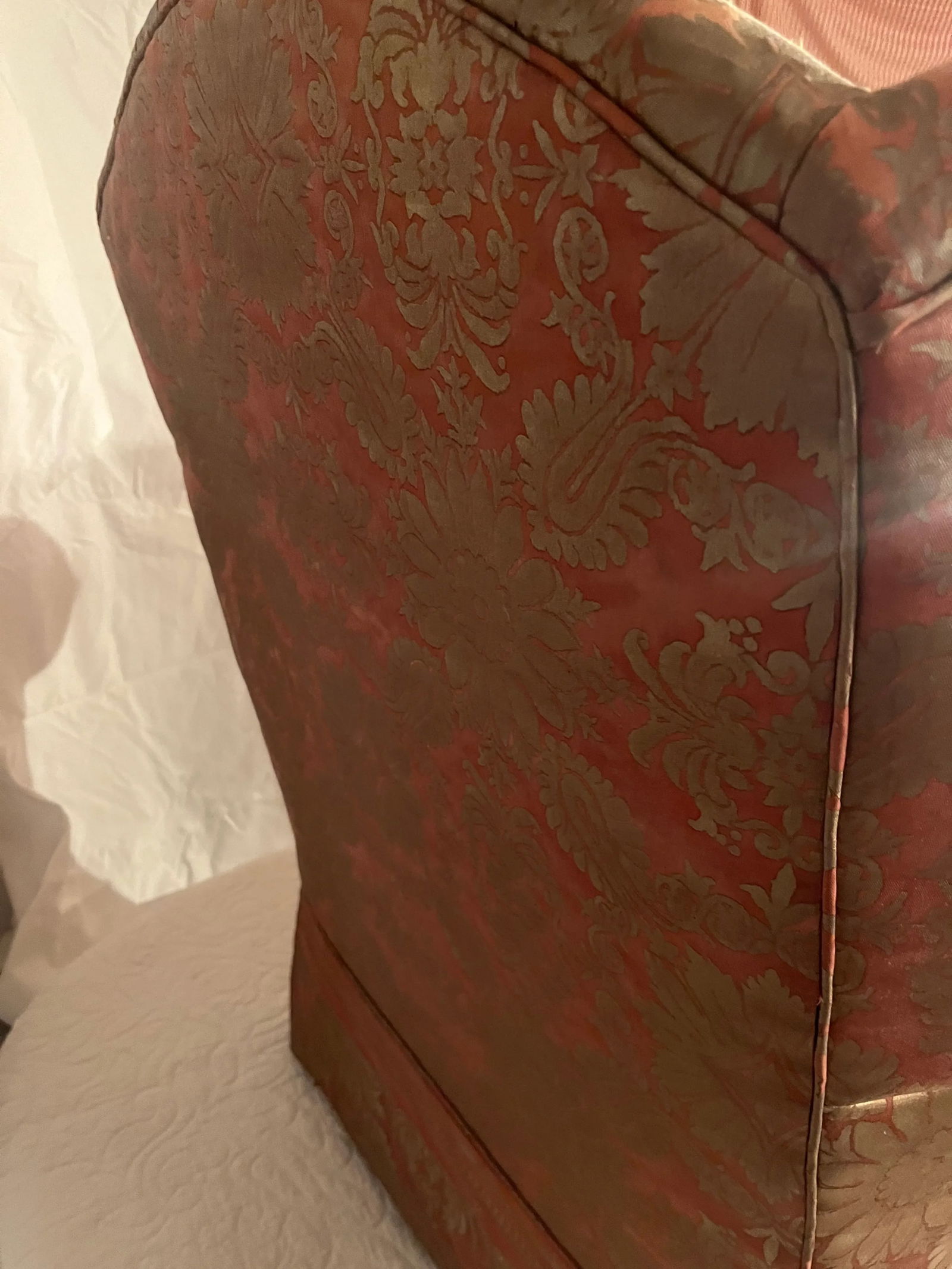 Wingback Plush Club Chair George Smith Style Upholstered in Fortuny Impero Fabric From Italy - 9