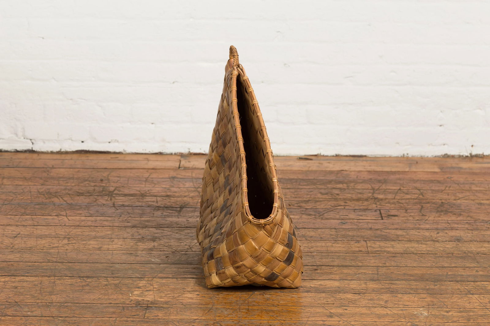 Antique Rustic Hand Woven Karagumoy Filipino Two Toned Grain Basket - 10