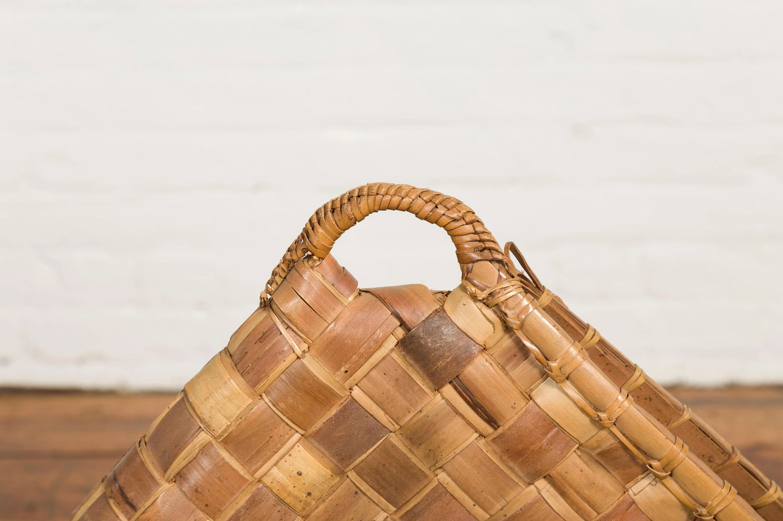 Antique Rustic Hand Woven Karagumoy Filipino Two Toned Grain Basket - 5