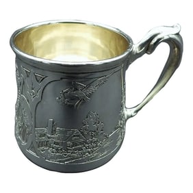 Grogan Co. Sterling Silver Baby's Child's Stork Christening Cup Mug 1934