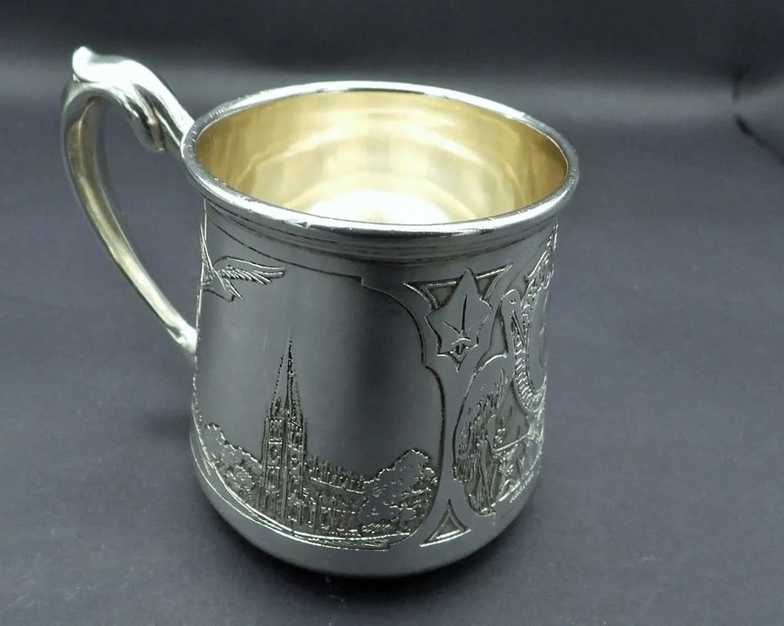 Grogan Co. Sterling Silver Baby's Child's Stork Christening Cup Mug 1934 - 3