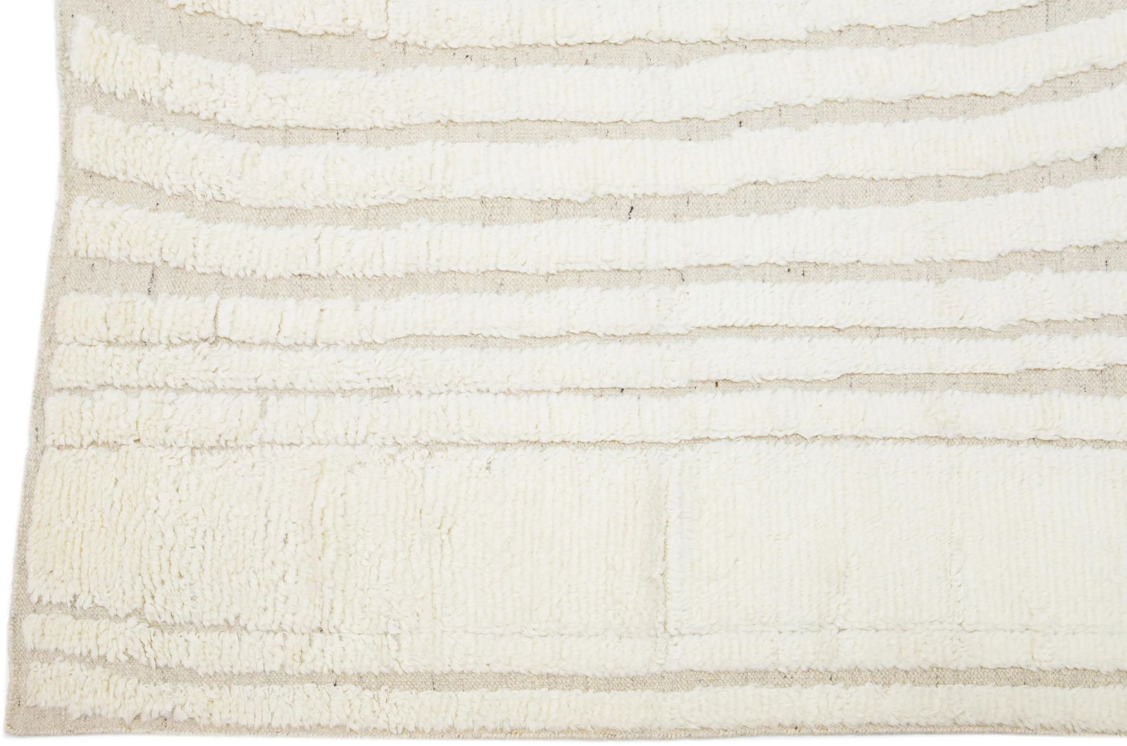 2020s Contemporary Moroccan Style Wool Rug in Ivory With Abstract Design - 6