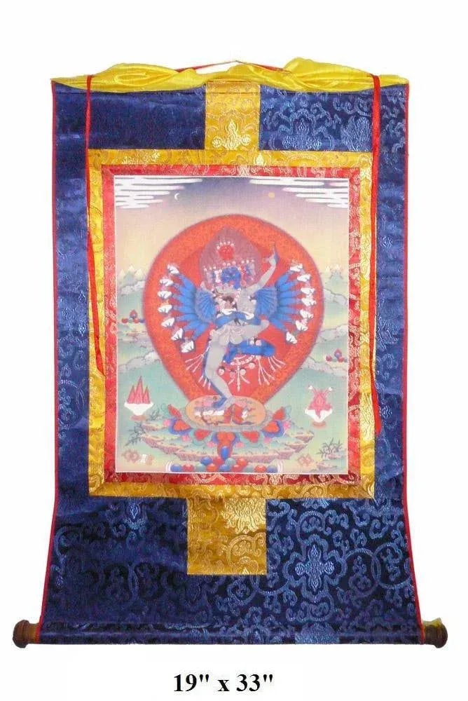 Tibetan Print Fabric Trim Deity Art Wall Scroll Thangka - 5