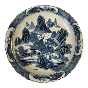 Chinese Blue & White Porcelain Scenery Theme Display Charger Plate