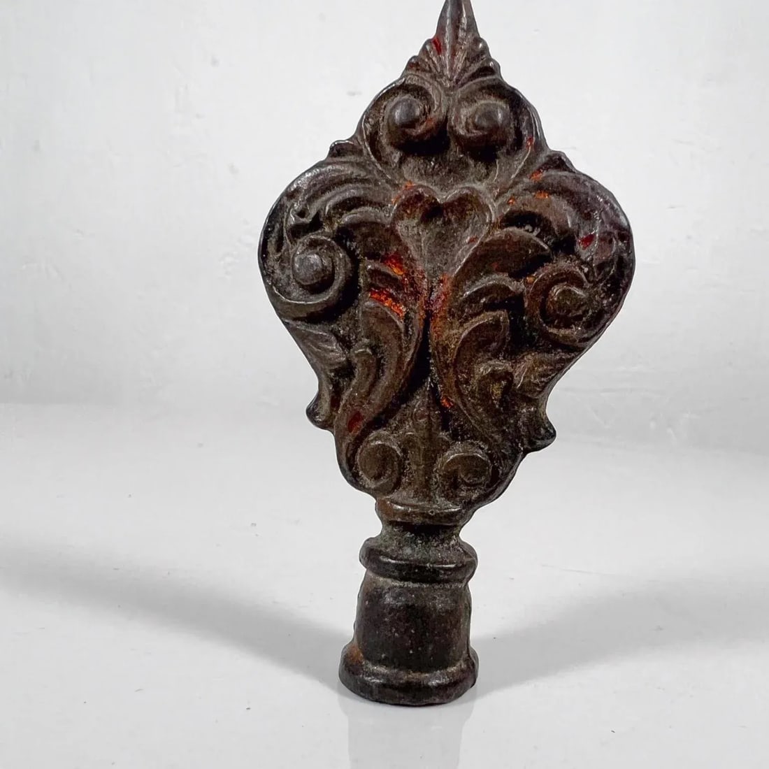 Old Vintage Art Nouveau Lamp Finial Ornament Cast Iron - 8