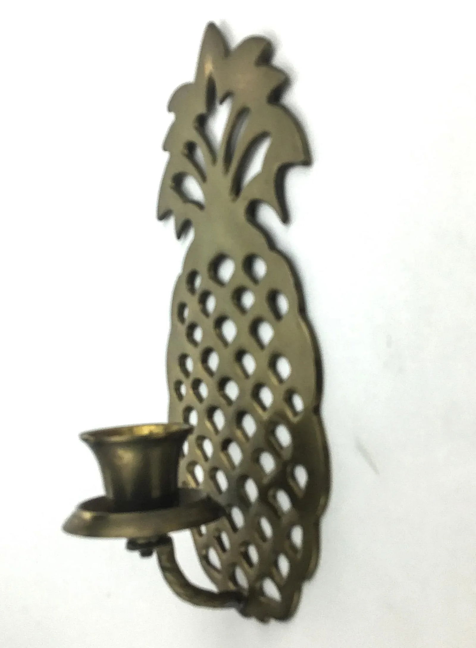 Vintage Solid Brass Pineapple Candle Wall Sconce - 3