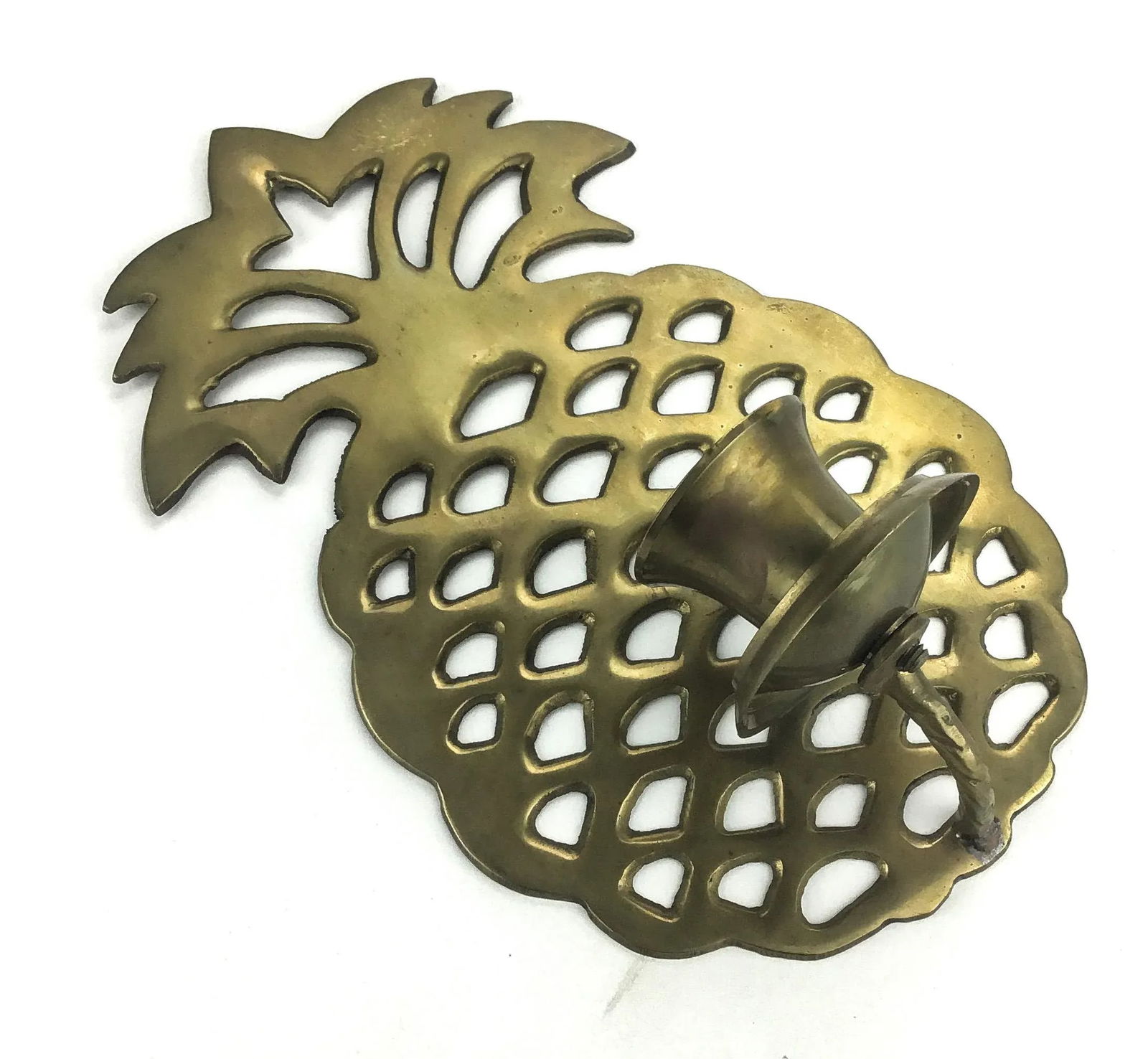 Vintage Solid Brass Pineapple Candle Wall Sconce - 6