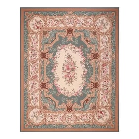 1990s Handwoven French Style Needlepoint Rug 8' X 10'