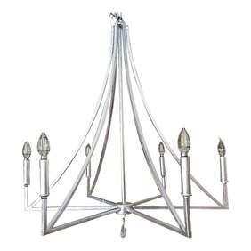 1980s Modern Silver Leaf Chandelier Fixture