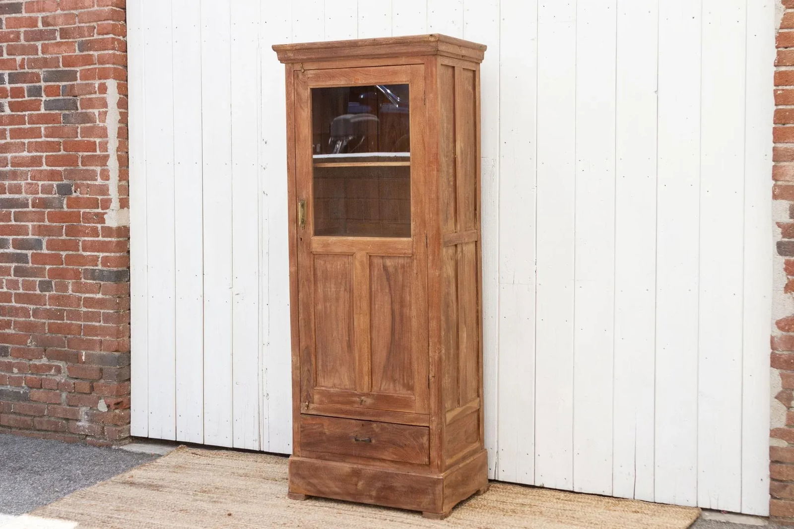 Slim Antique Teak Colonial Cabinet - 4