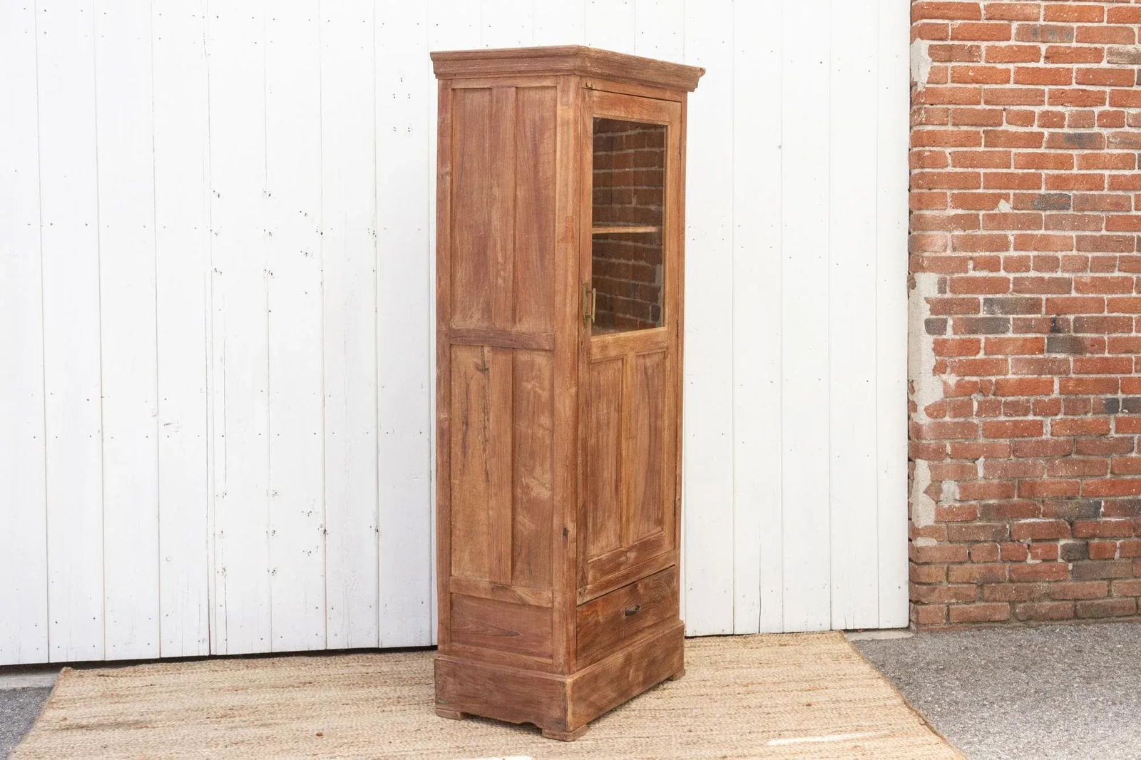 Slim Antique Teak Colonial Cabinet - 8