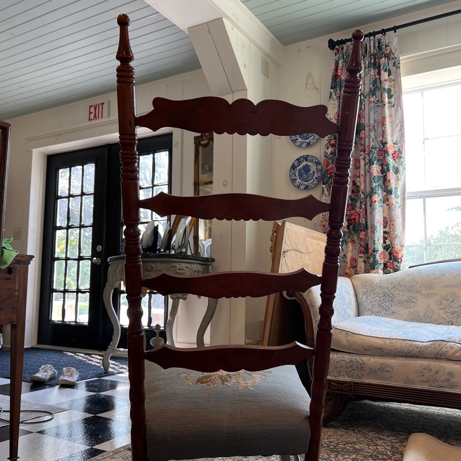 Antique Needlepoint Rocking Chair - 6