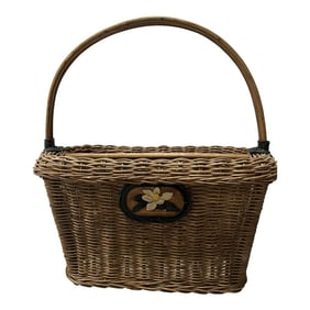 Vintage Wicker Magazine Basket Rack