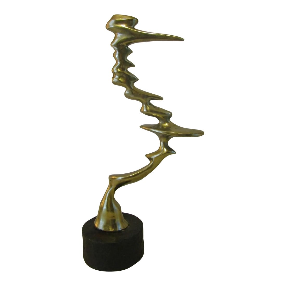 Contemporary Global Views Large Wind Blown Sculpture Cast Iron With Bronze Finish: Global Views Large Wind Blown Sculpture Cast Iron with Bronze Finish The unique Wind Blown Sculpture is cast iron with bronze finish on a flamed granite base. Measures 8" wide, 4 1/2" deep and 16"