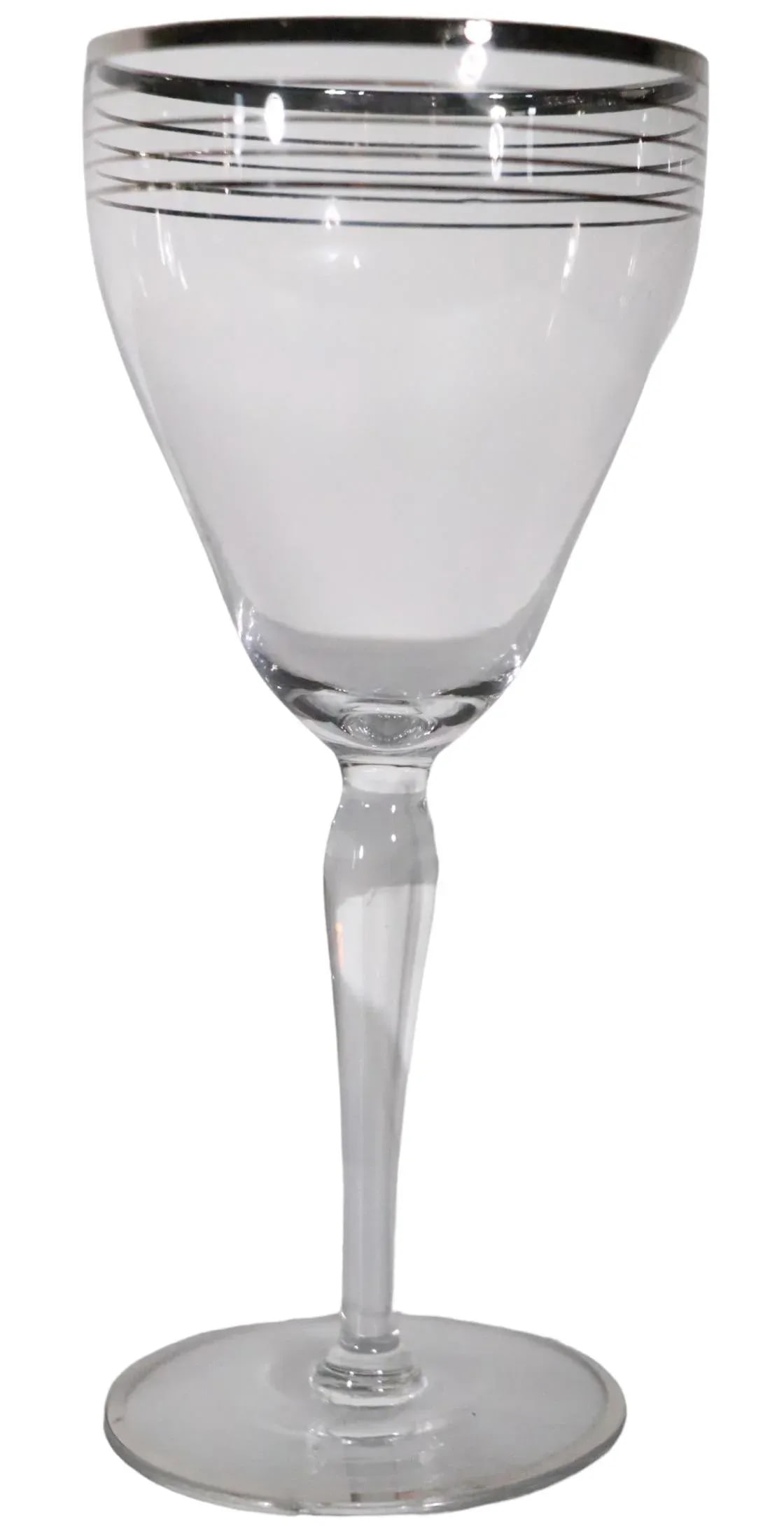 Large Set of 33 Silver Band Stemware Wine, Water, Champagne Glasses After Dorothy Thorpe C 1950's - 9