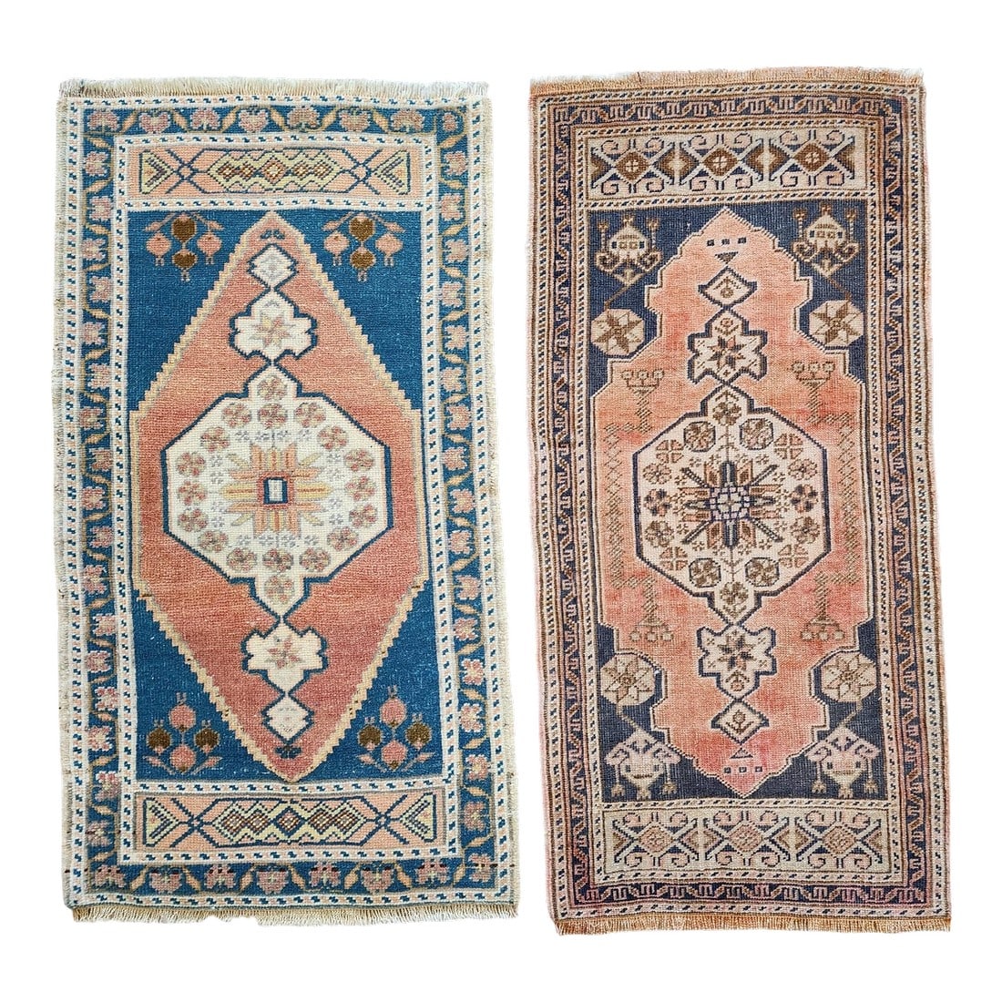 Muted Color Turkish Small Area Rugs - a Pair (1 of 9)