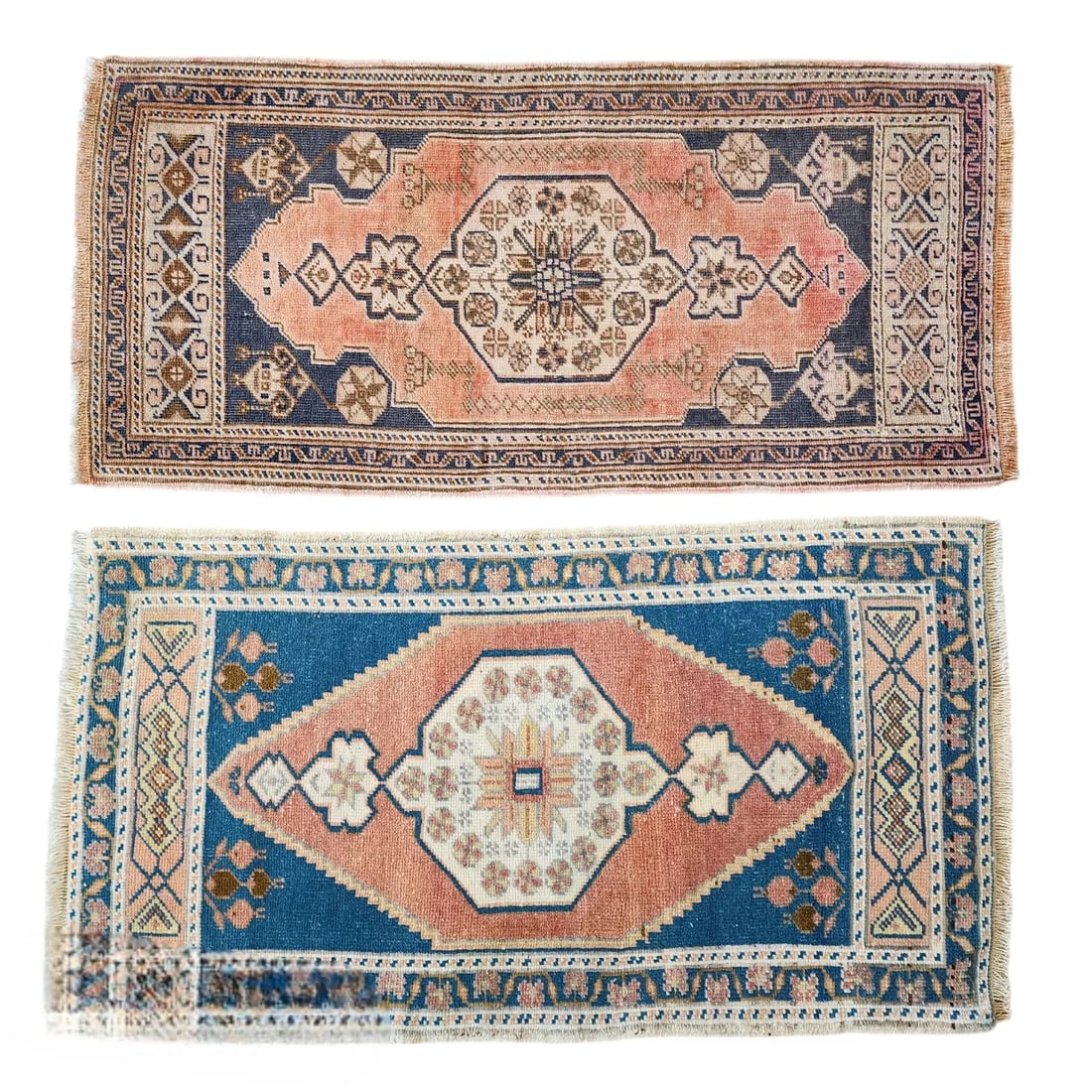 Muted Color Turkish Small Area Rugs - a Pair - 2
