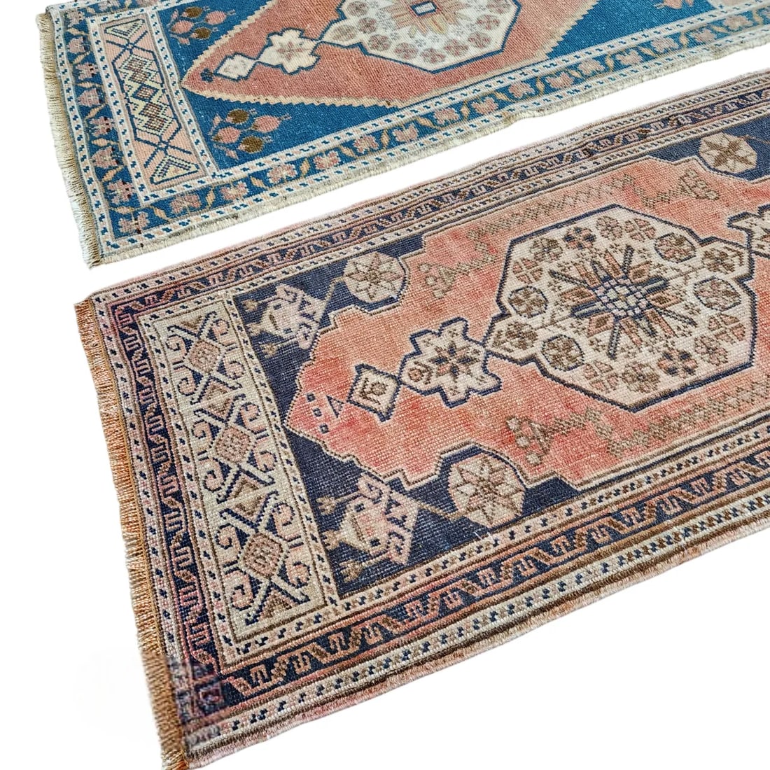 Muted Color Turkish Small Area Rugs - a Pair - 4