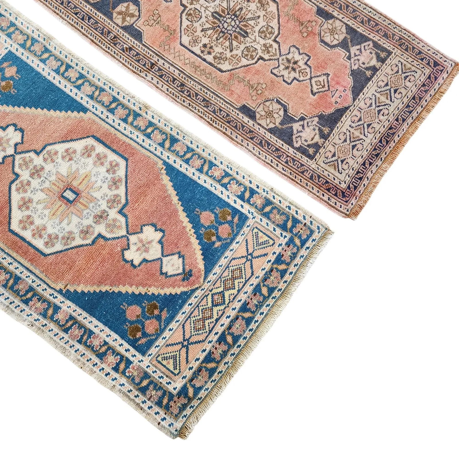 Muted Color Turkish Small Area Rugs - a Pair - 5