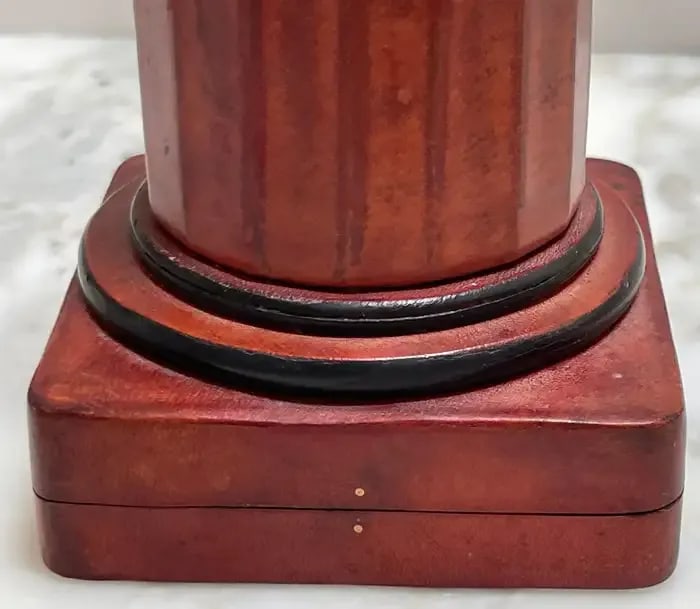 1960s Italian Grand Tour Style Leather & Burlwood Column Motif Pen Stand/Box - 3