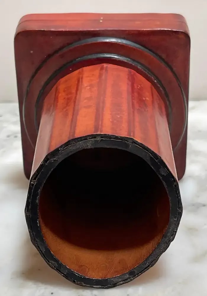 1960s Italian Grand Tour Style Leather & Burlwood Column Motif Pen Stand/Box - 7