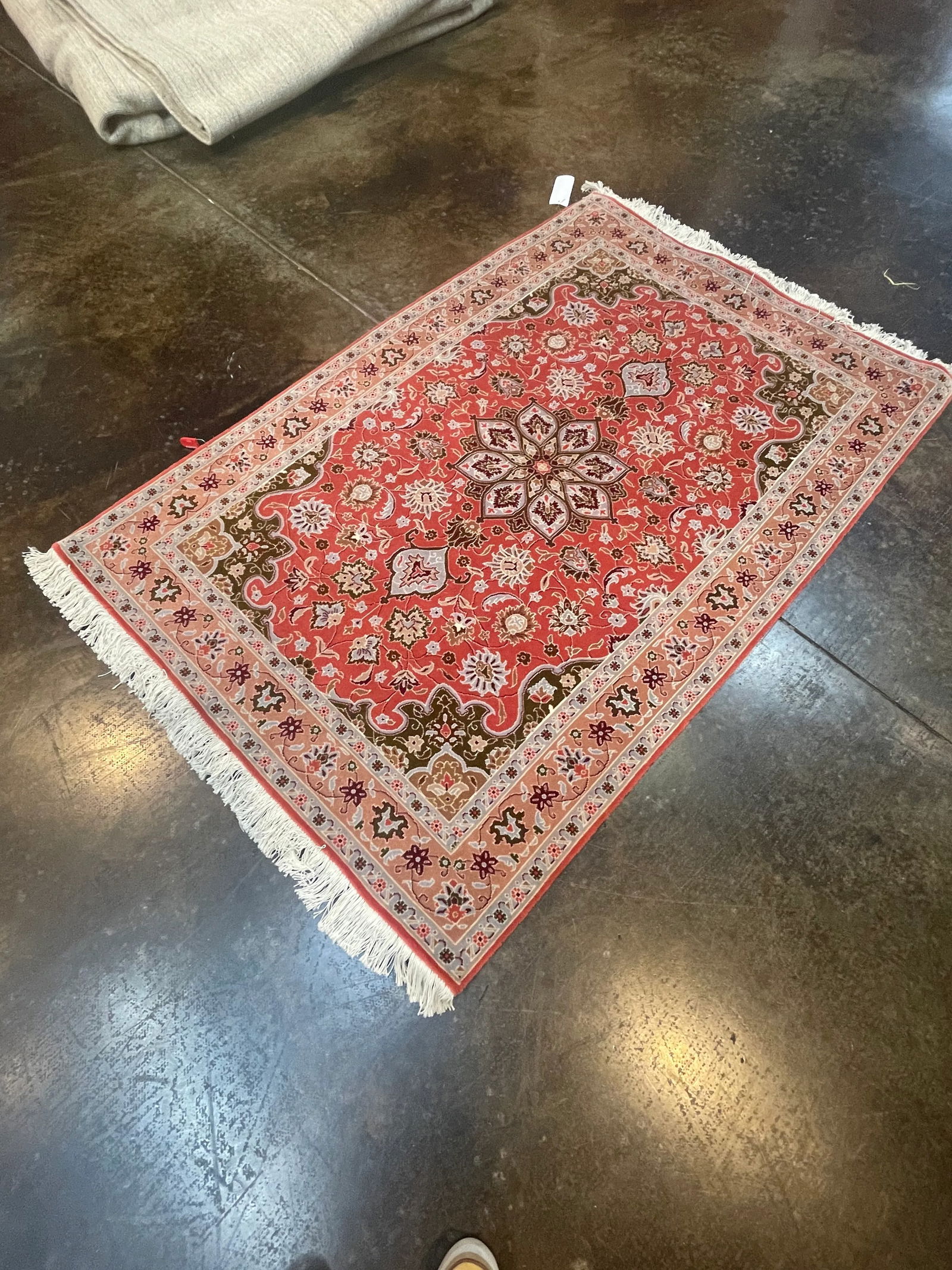 1990s Handwoven Persian Tabriz Area Rug 3'5" X 4'1" - 3