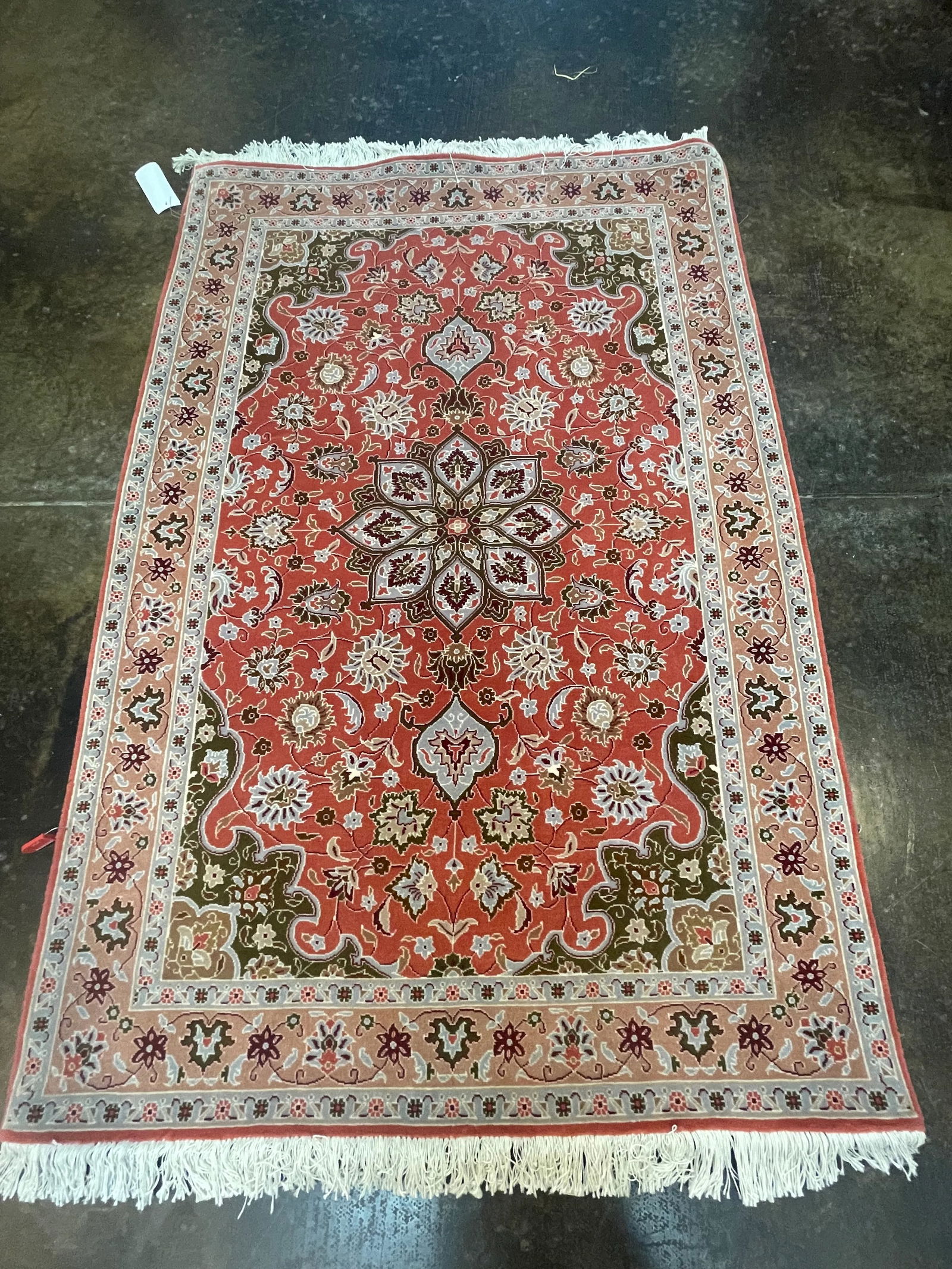 1990s Handwoven Persian Tabriz Area Rug 3'5" X 4'1" - 4