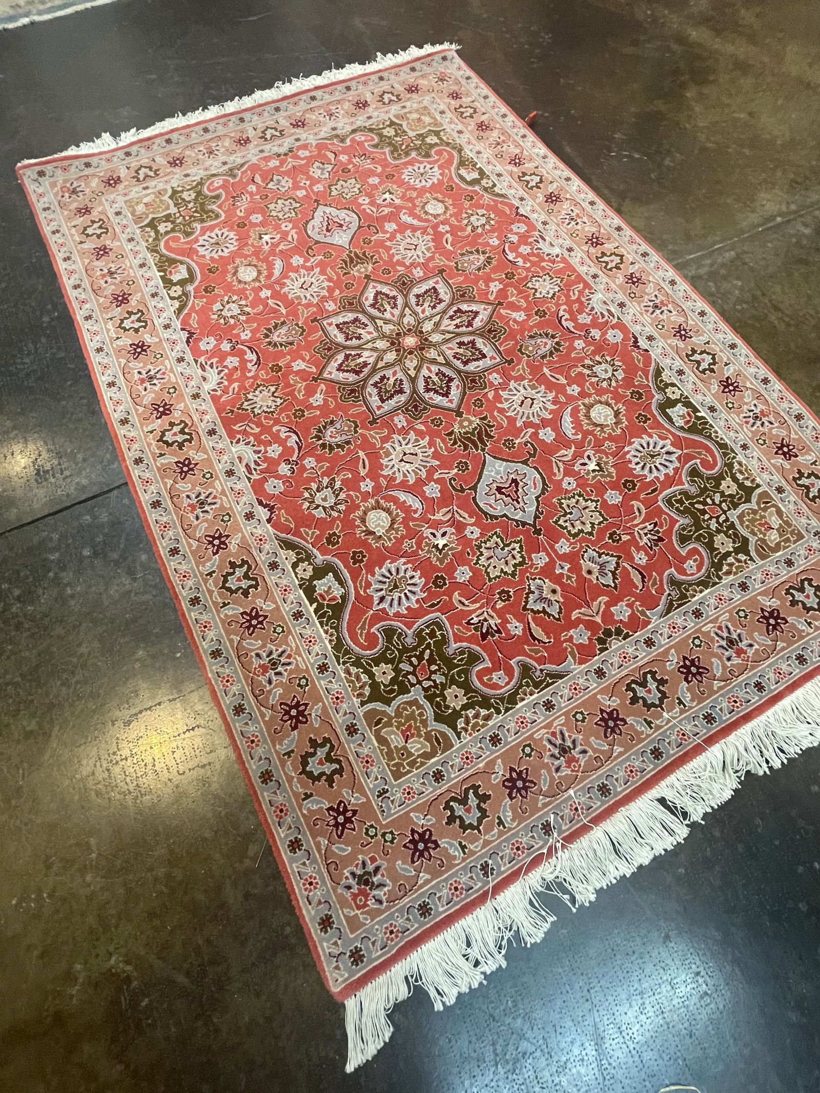 1990s Handwoven Persian Tabriz Area Rug 3'5" X 4'1" - 5