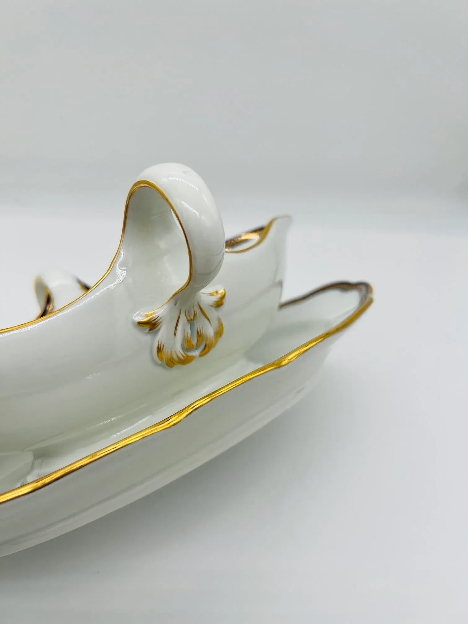 Meissen Porcelain Cobalt & Gold Rim Decorated Sauce Boat - 5