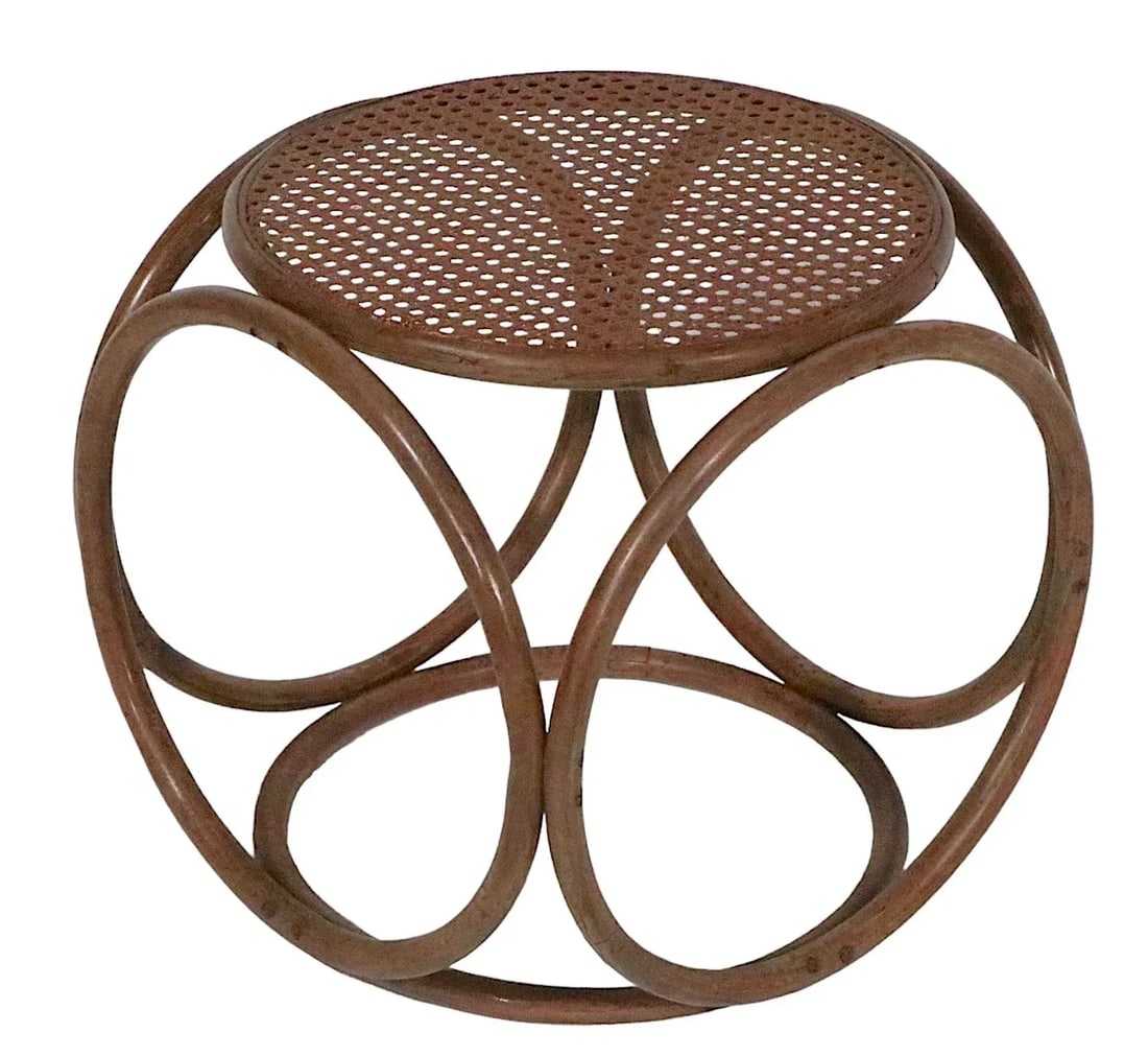 Round Bentwood Thonet Style Foot Stool Ottoman C 1950/1960's - 11
