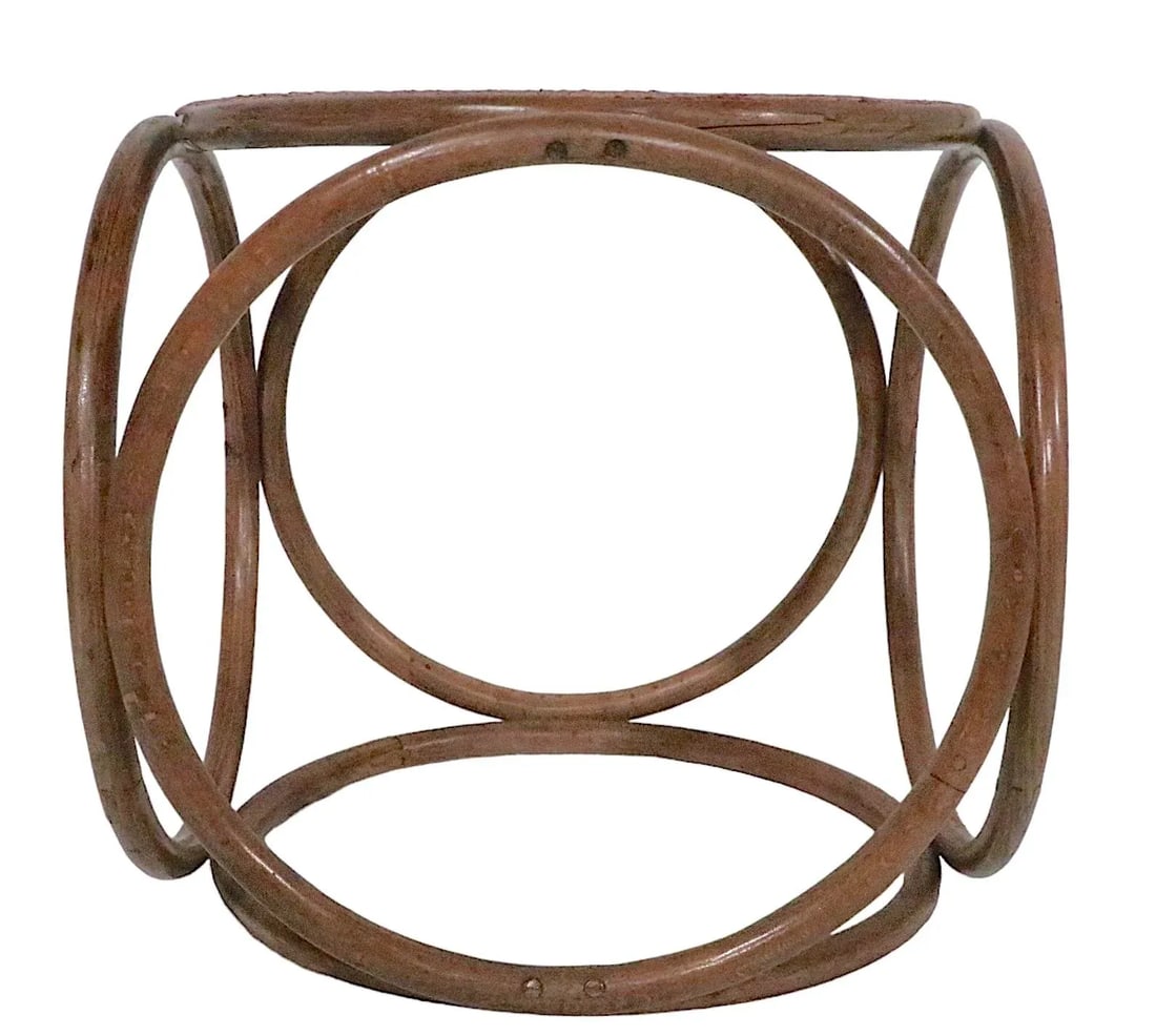 Round Bentwood Thonet Style Foot Stool Ottoman C 1950/1960's - 3