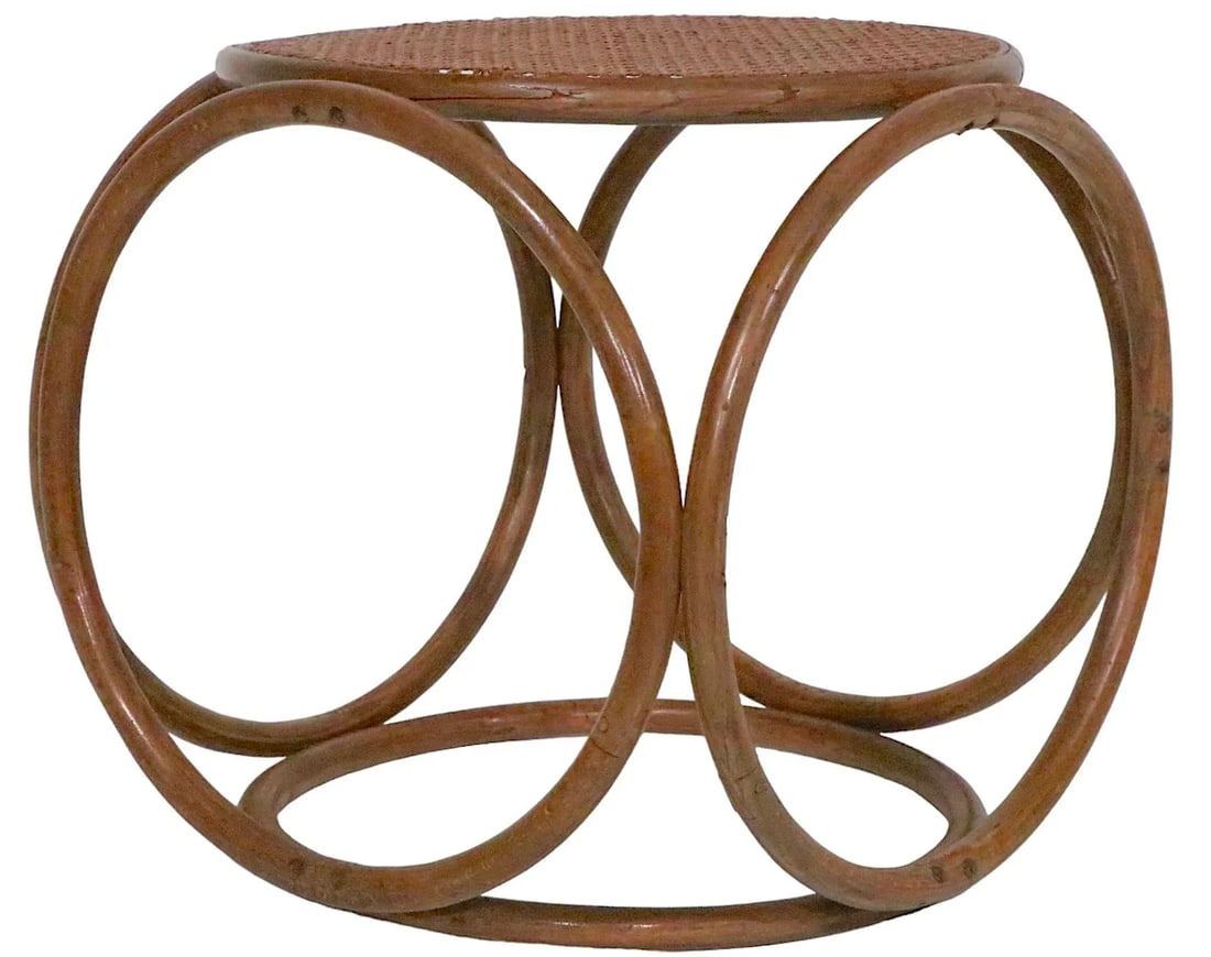 Round Bentwood Thonet Style Foot Stool Ottoman C 1950/1960's - 5