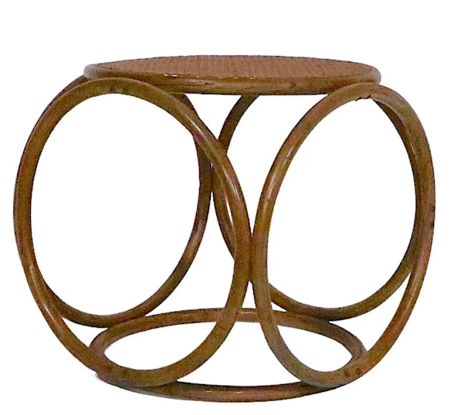 Round Bentwood Thonet Style Foot Stool Ottoman C 1950/1960's - 6