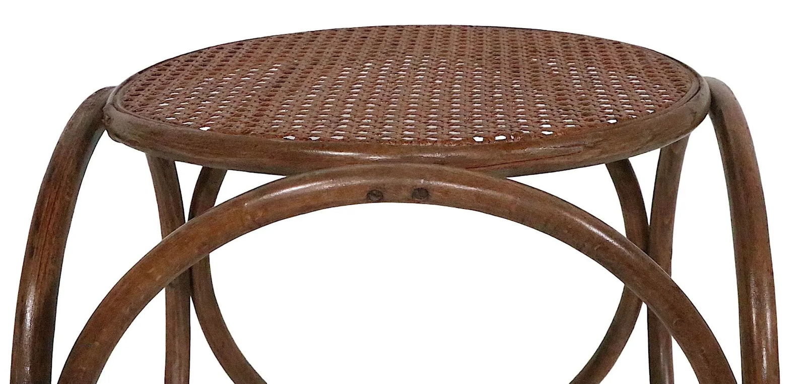 Round Bentwood Thonet Style Foot Stool Ottoman C 1950/1960's - 8