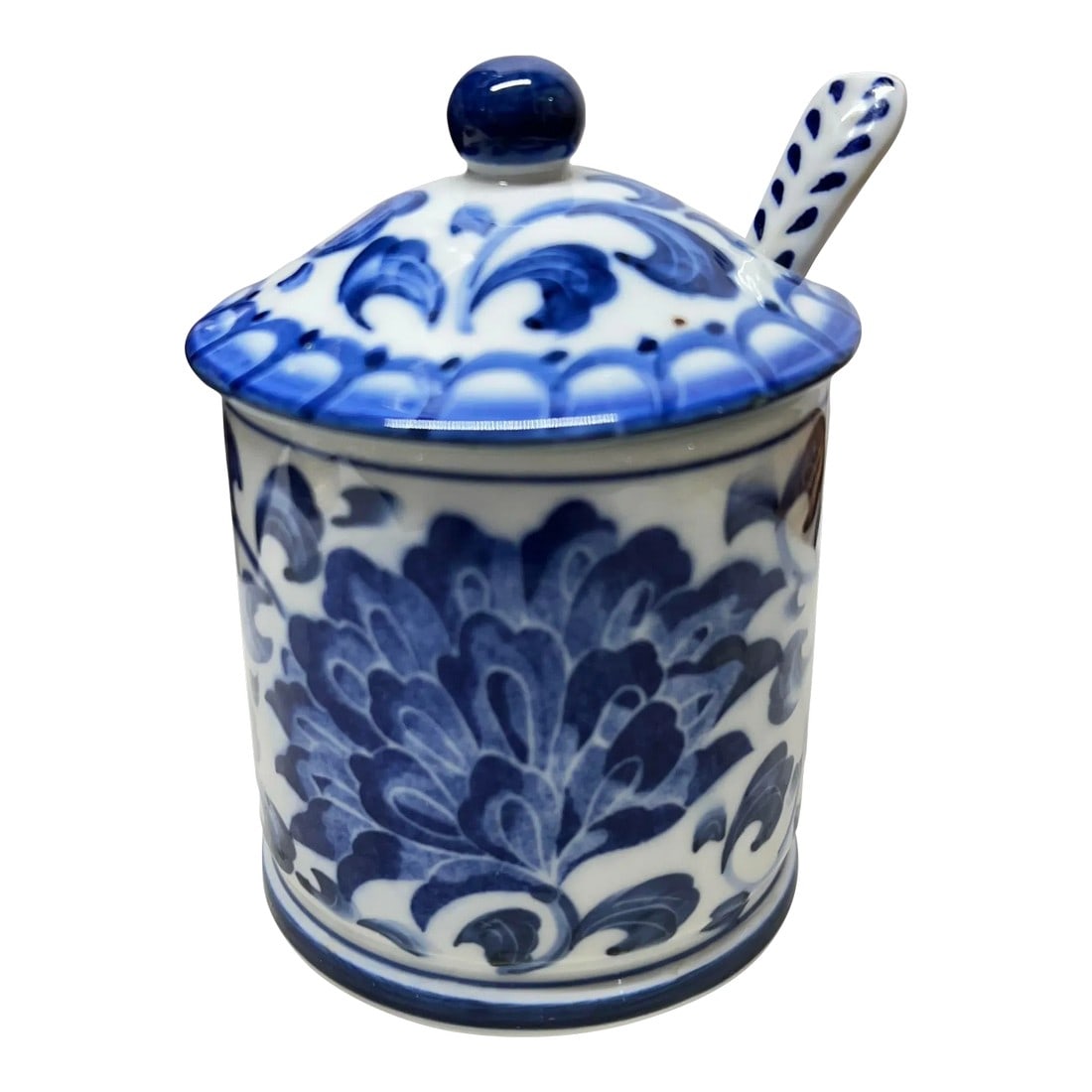 Andrea by Sadek Blue and White Condiment Jar W/ Spoon (1 of 6)