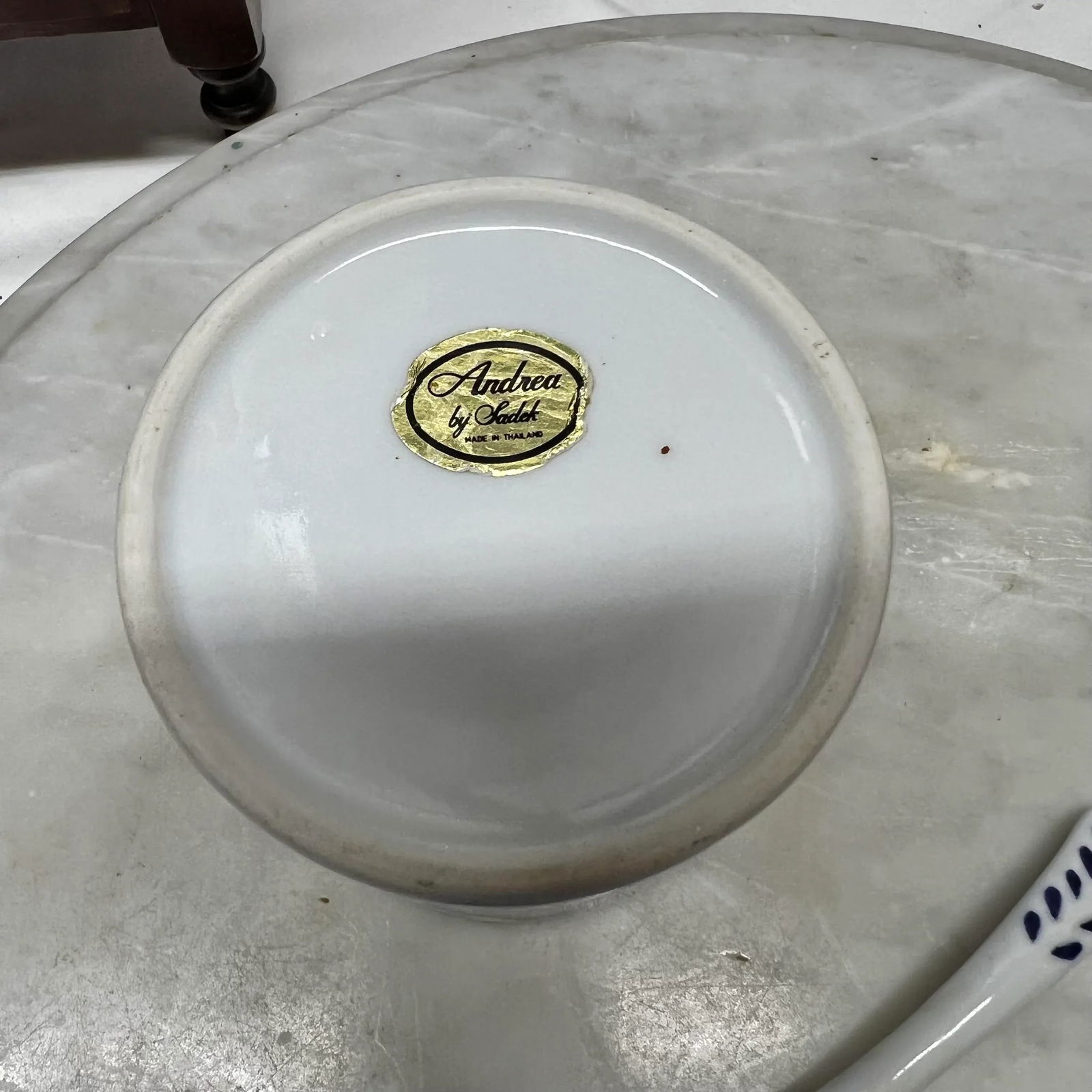 Andrea by Sadek Blue and White Condiment Jar W/ Spoon - 2