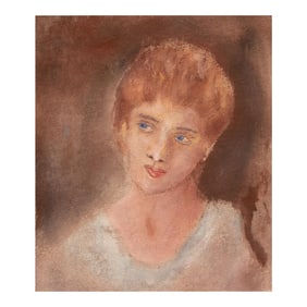 Portrait of a Woman by Unknown Artist, Vintage Watercolor Painting